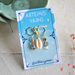 Set of 3 stitch markers - Seashell dream