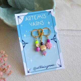 Set of 3 stitch markers - Coral Reef