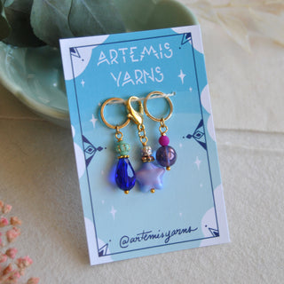 Set of 3 stitch markers - Deep Sea